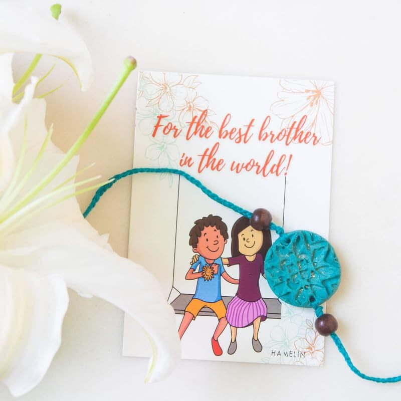 Hamelin Rakshabandhan Fancy Designer Dora Rakhi For Brother | Raksha Bandhan Special Biodegradable Rakhi | Rakhi Pack Of 1 | Special Rakhis Made With Temple Flowers | Sustainable & Handmade