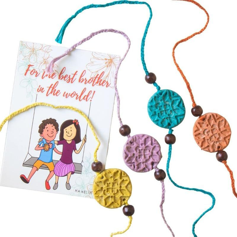 Hamelin Rakshabandhan Fancy Designer Dora Rakhi For Brother | Raksha Bandhan Special Biodegradable Rakhi | Rakhi Pack Of 1 | Special Rakhis Made With Temple Flowers | Sustainable & Handmade