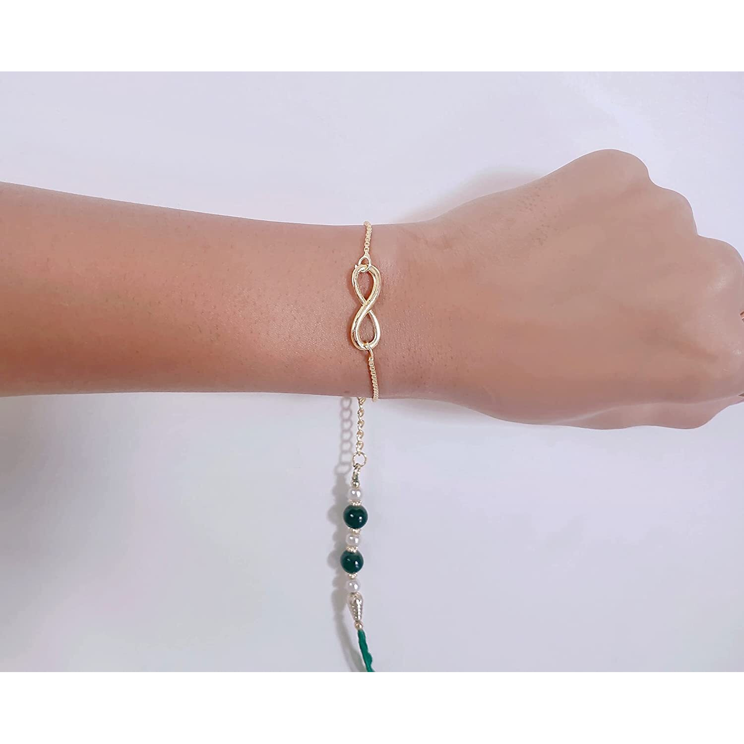 Mahi Gold Plated Infinite Shape Lumba Rakhi For Bhabhi (Ral1100682G)