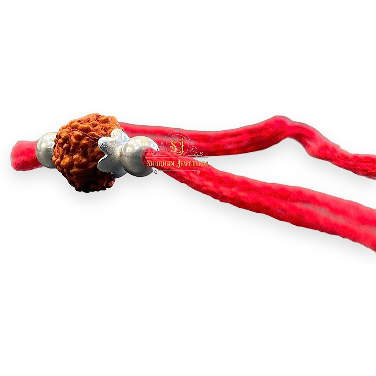 Sj Shubham Jewellers 925 Sterling Silver Rakhi For Brother Rudraksha Rakhi Bracelet Raksha Bandhan Pure Cotton For Men, Boys, Kids Rakhi With Roli Chawal (Rudraksha One)