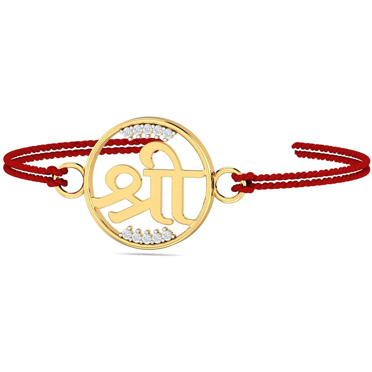 Kuberbox Shree 18K Gold And Diamond Rakhi Bracelet For Brother