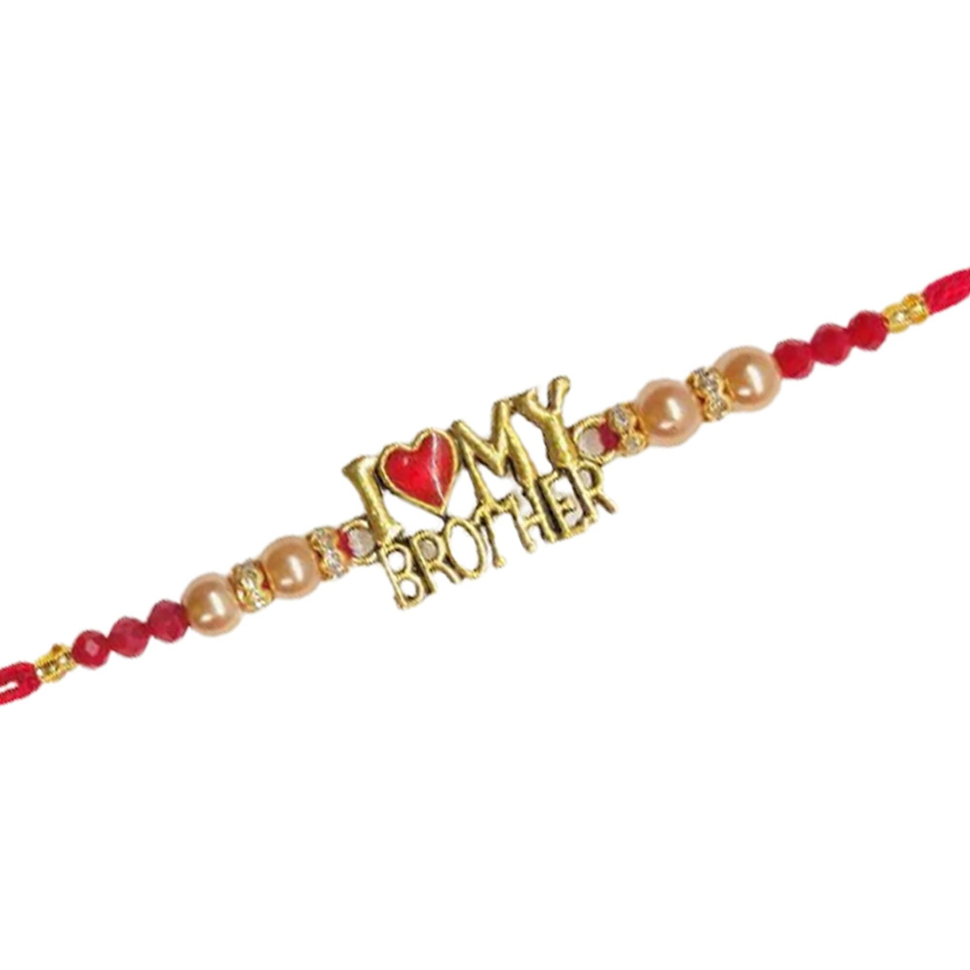 Mihu Creation Rakshabandhan Rakhi Pack Of 1 Woollen-Blend I Love My Brother Rakhi With Roli Pack