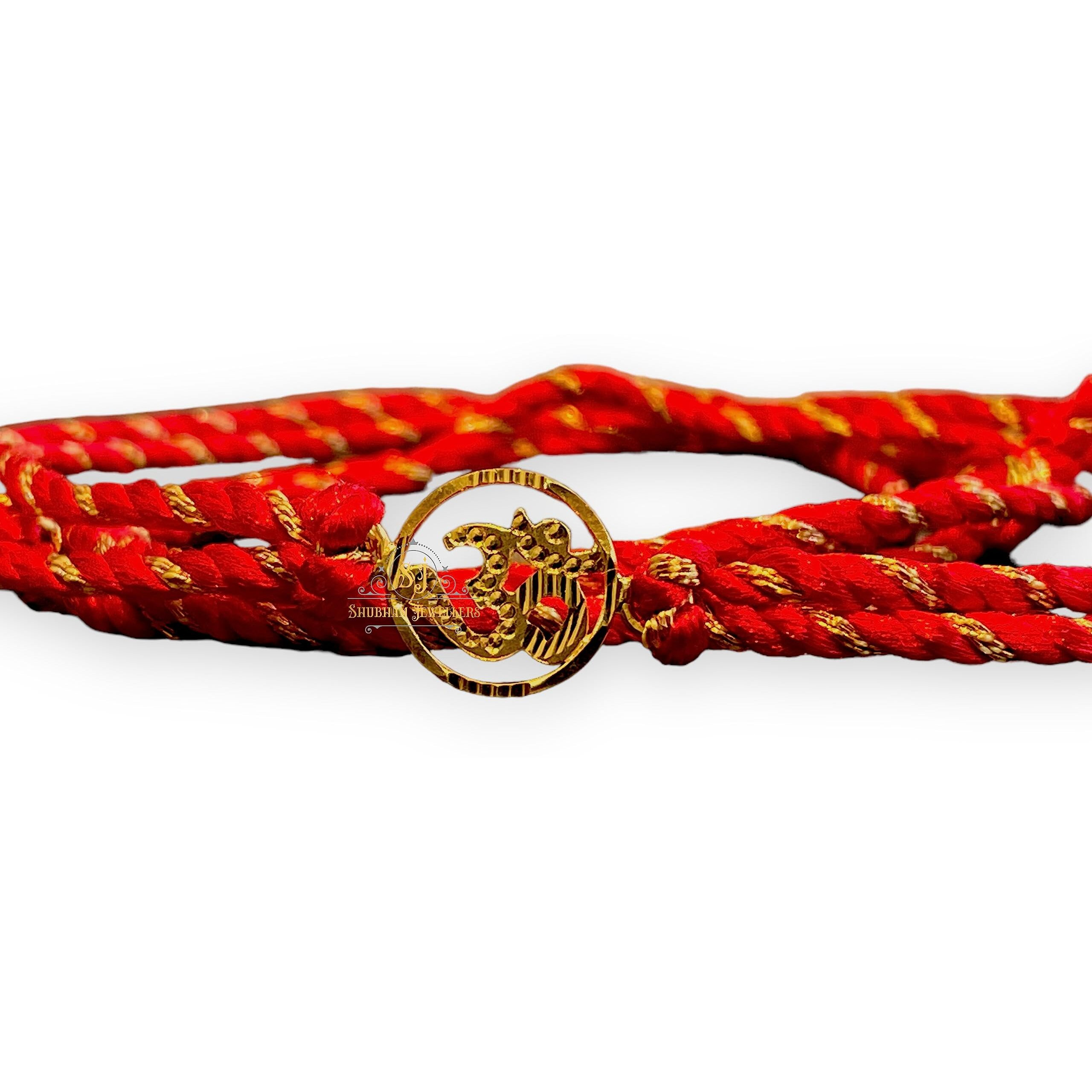 Sj Shubham Jewellers Om Sathiya 20K Gold Rakhi Bracelet For Men/Boys (Yellow Gold Rakhi For Brother) (Om)