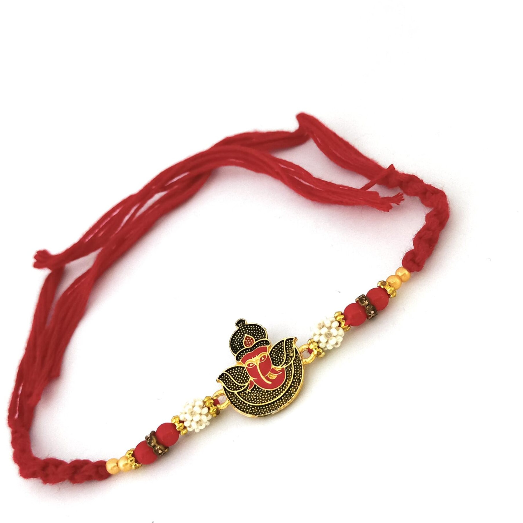 Abhishek Exclusive Designer Ganesh Brother Rakhi For Your Bhaiya With Roli-Chawal Pack
