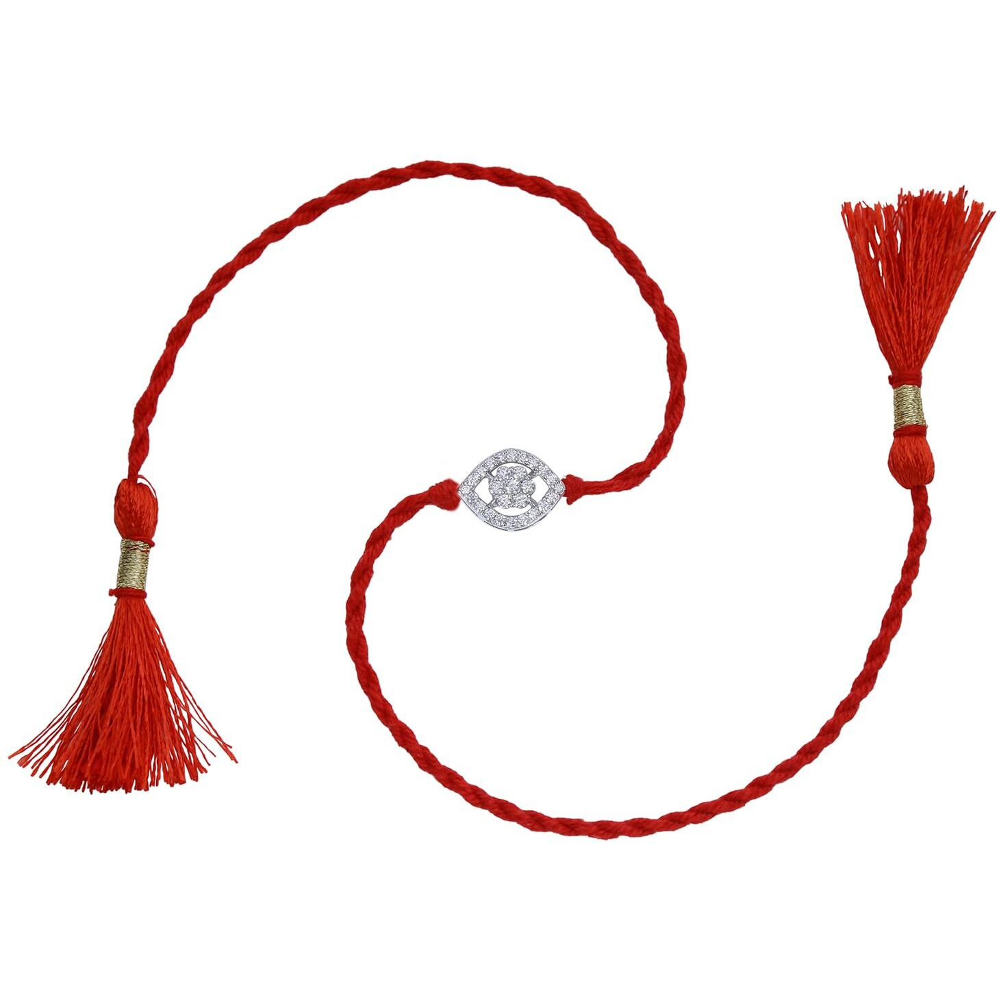 Ananth Jewels Men's Cotton 92.5 Sterling Silver Rakhi Bracelet For Brother (Red)