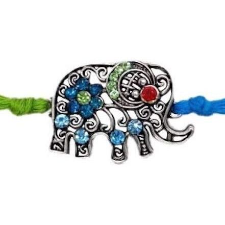 Fure Men's Metal Elephant Rakhi For Brother Roli- Chawal Included (Multicolour)