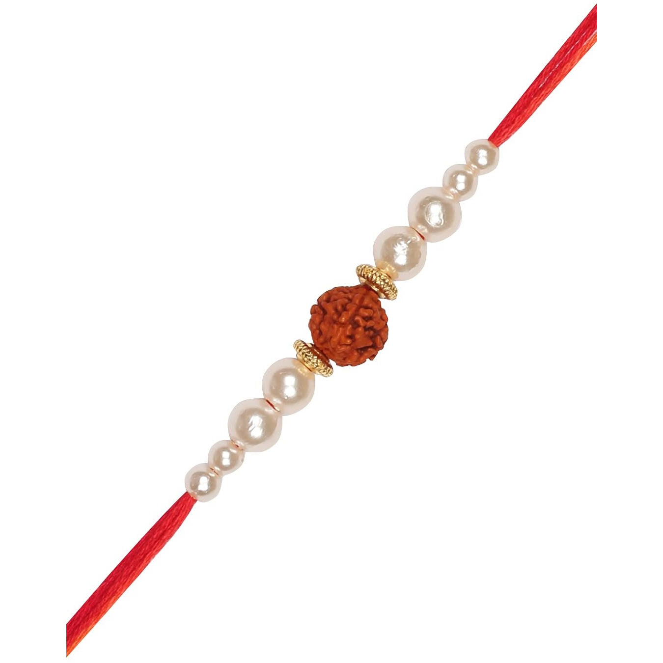Accessher Traditional Gold Plated Elegant And Stylish Rudraksh Rakhi For Beloved Brother Pack Of 6 With Roli Kumkum Packets And Happy Rakshabandhan Card