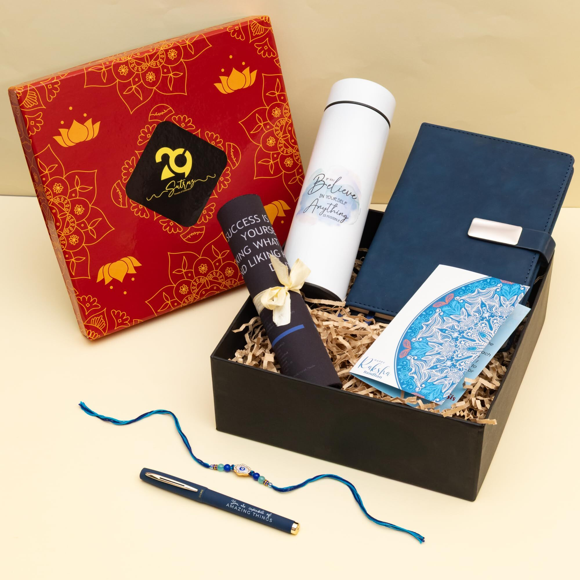 To The Nines Elegant Rakhi & Gift Set For Brother With Tilak Material & Greeting Card