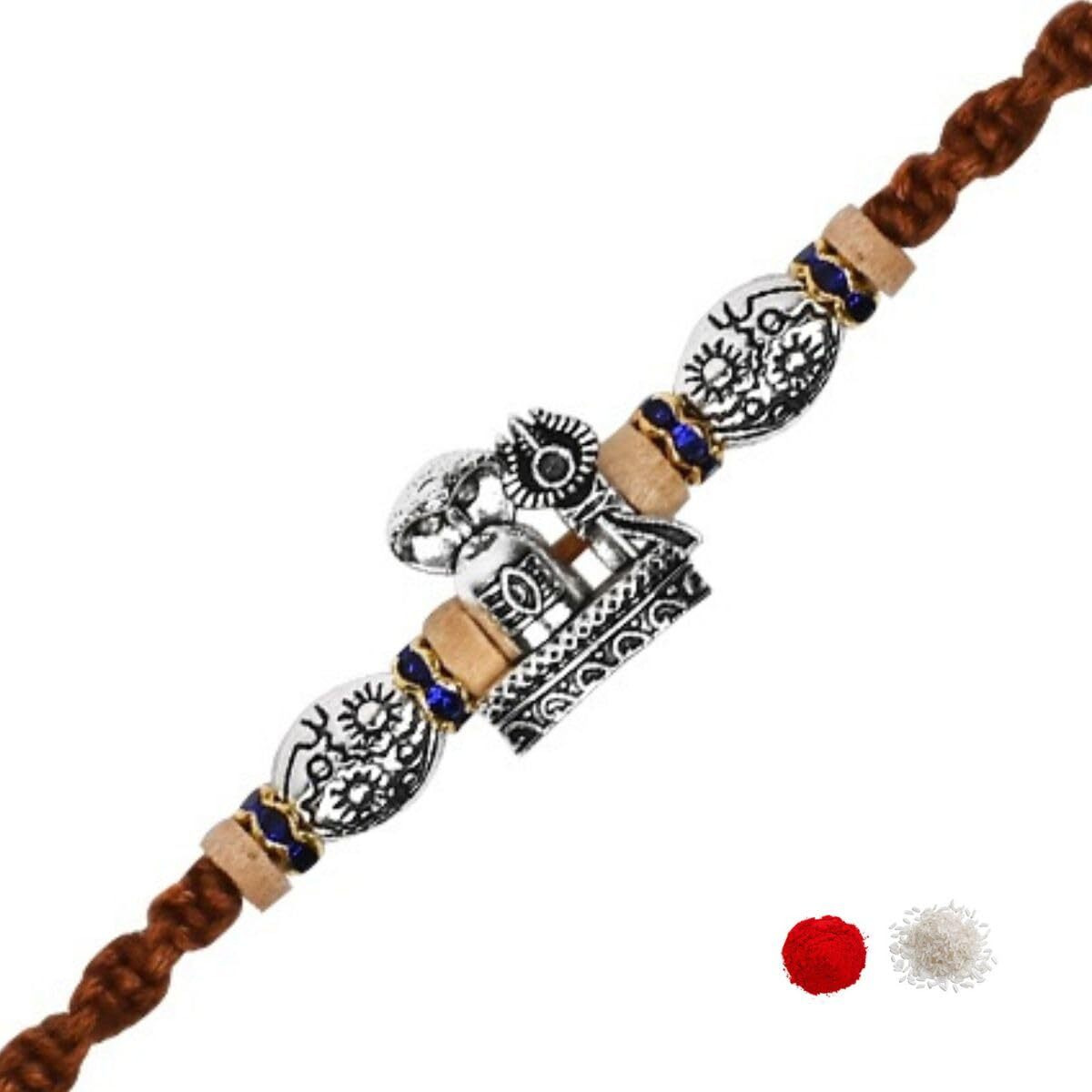 I Jewels Lord Shiva Rakhi Rakhi With Roli Chawal & Rakshabandhan Card For Men/Bro/Brother (R251Br)