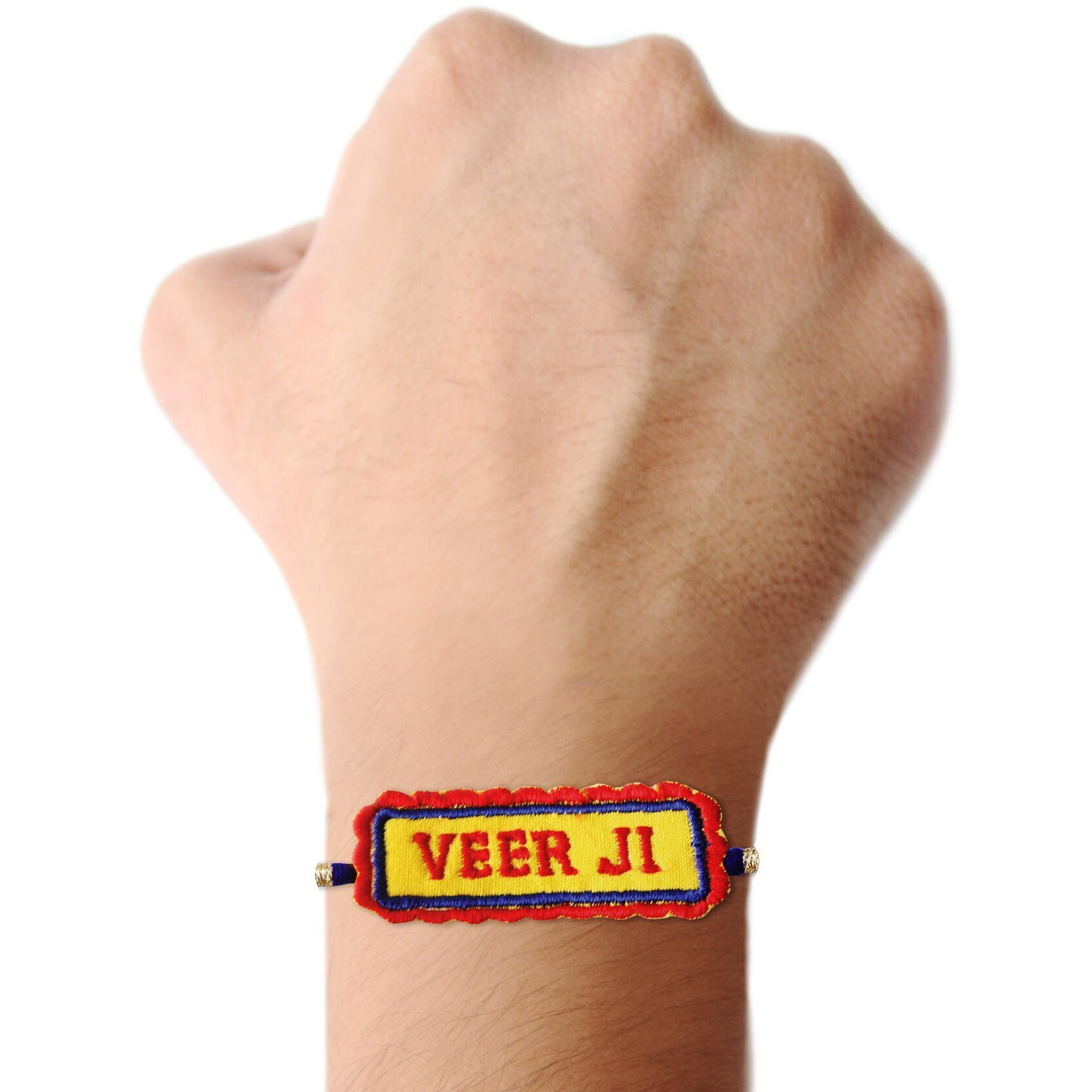 Indigifts Designer Handcrafted Veerji Rakhi, Roli And Greeting Card