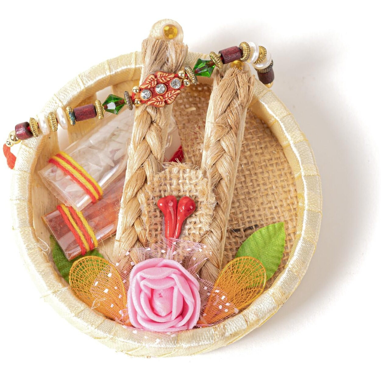 Chottey Lal And Sons Rakshabandhan Rakhi For Brother With Roli Chawal And Decorative Plate || Multicolor Artificial Pearl Dora Rakhi Set For Bhaiya Bhabhi (Multicolor)