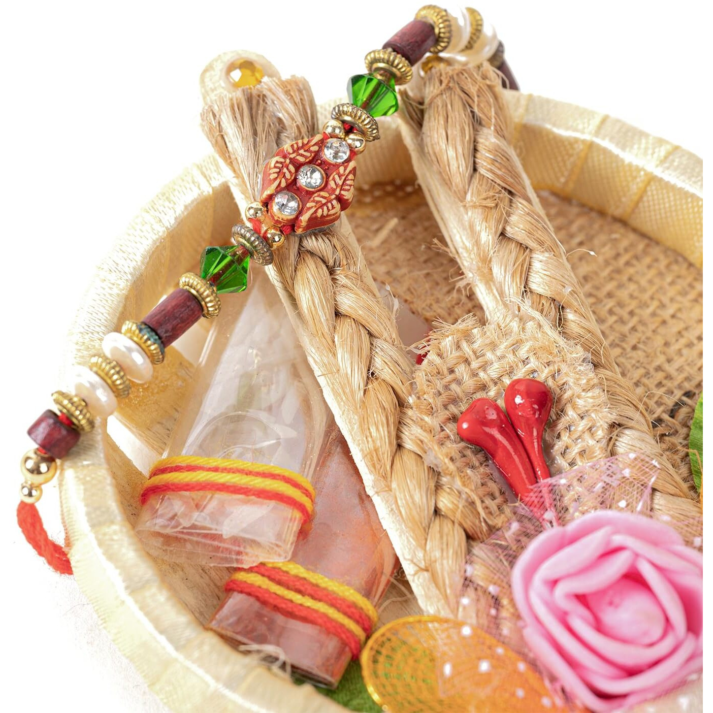 Chottey Lal And Sons Rakshabandhan Rakhi For Brother With Roli Chawal And Decorative Plate || Multicolor Artificial Pearl Dora Rakhi Set For Bhaiya Bhabhi (Multicolor)
