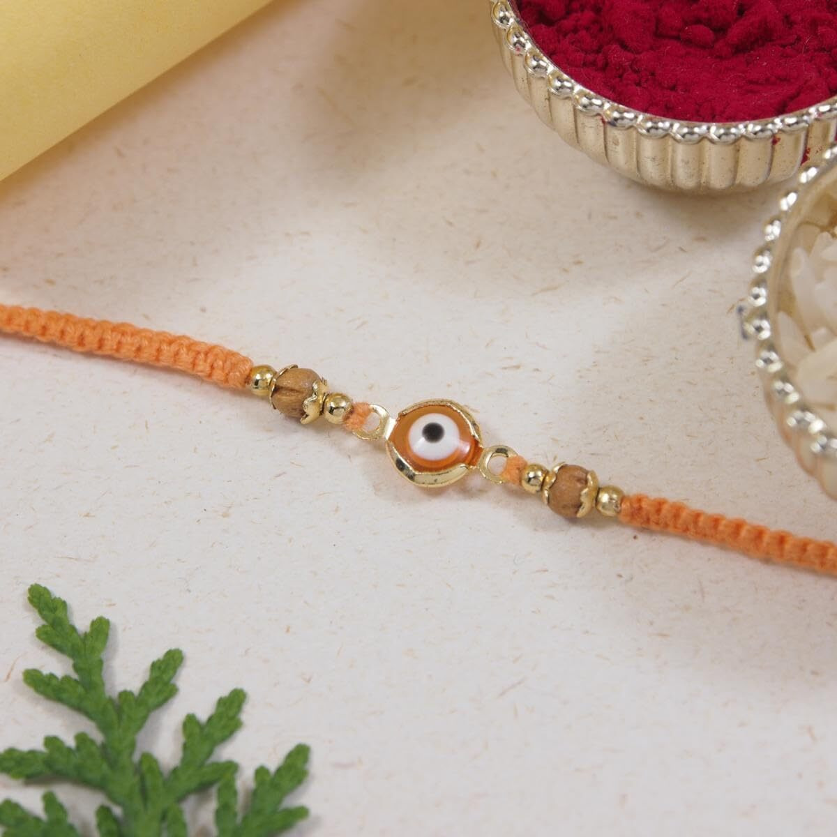 I Jewels Enamel Evil Eye Combo Rakhi With Roli Chawal & Rakshabandhan Card For Bro/Brother/Bhai (Set Of 3)