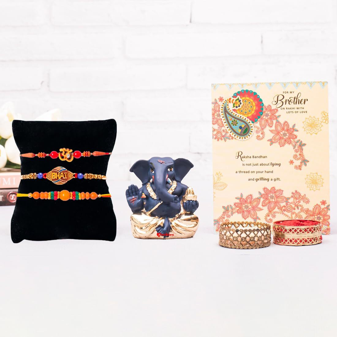 Archies Rakhi Collection For Rakshabandhan | Rakhi For Brother | Rakhi For Bhaiya And Bhabhi | Rakhi Combo Gift Hamper (Acceptance-Ganesha+Rakhi Combo)