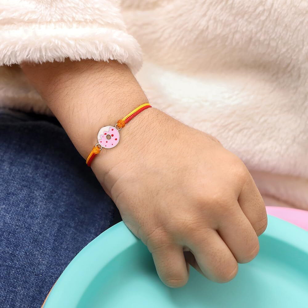 Giva 925 Silver Donut Rakhi In Silver For Kids | Gifts For Kids | Quirky Rakshabandhan Rakhi For Brother | Silver Rakhi For Boys & Men With Certificate Of Authenticity And 925 Stamp