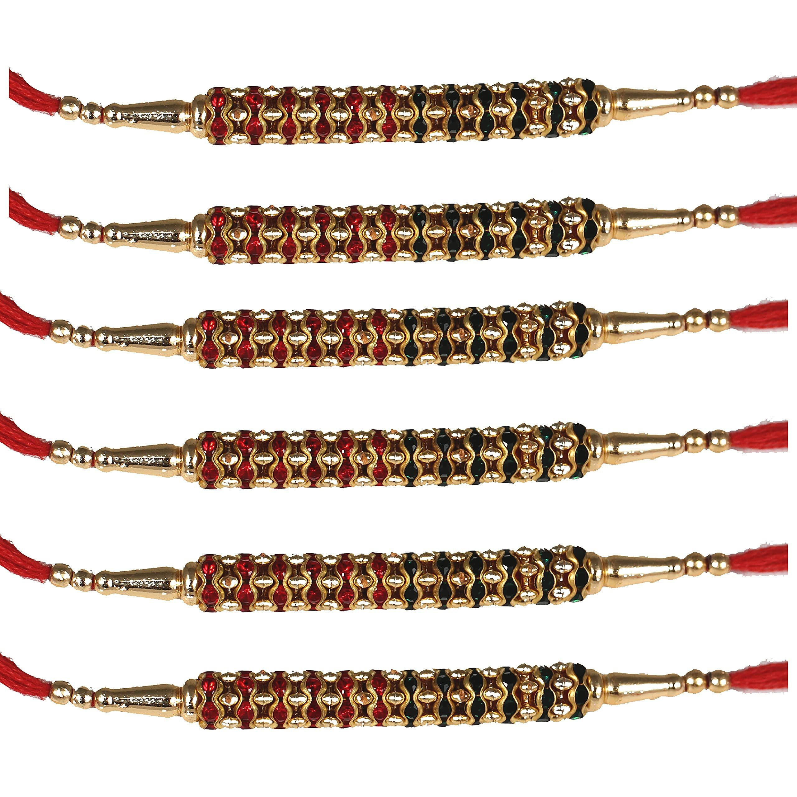 Kartik Designer Rudraksh Rakhi Set/Combo/Pack Of 6 Dora Rakhi/Dhaga With Roli And Chawal Son_8_Dora_6