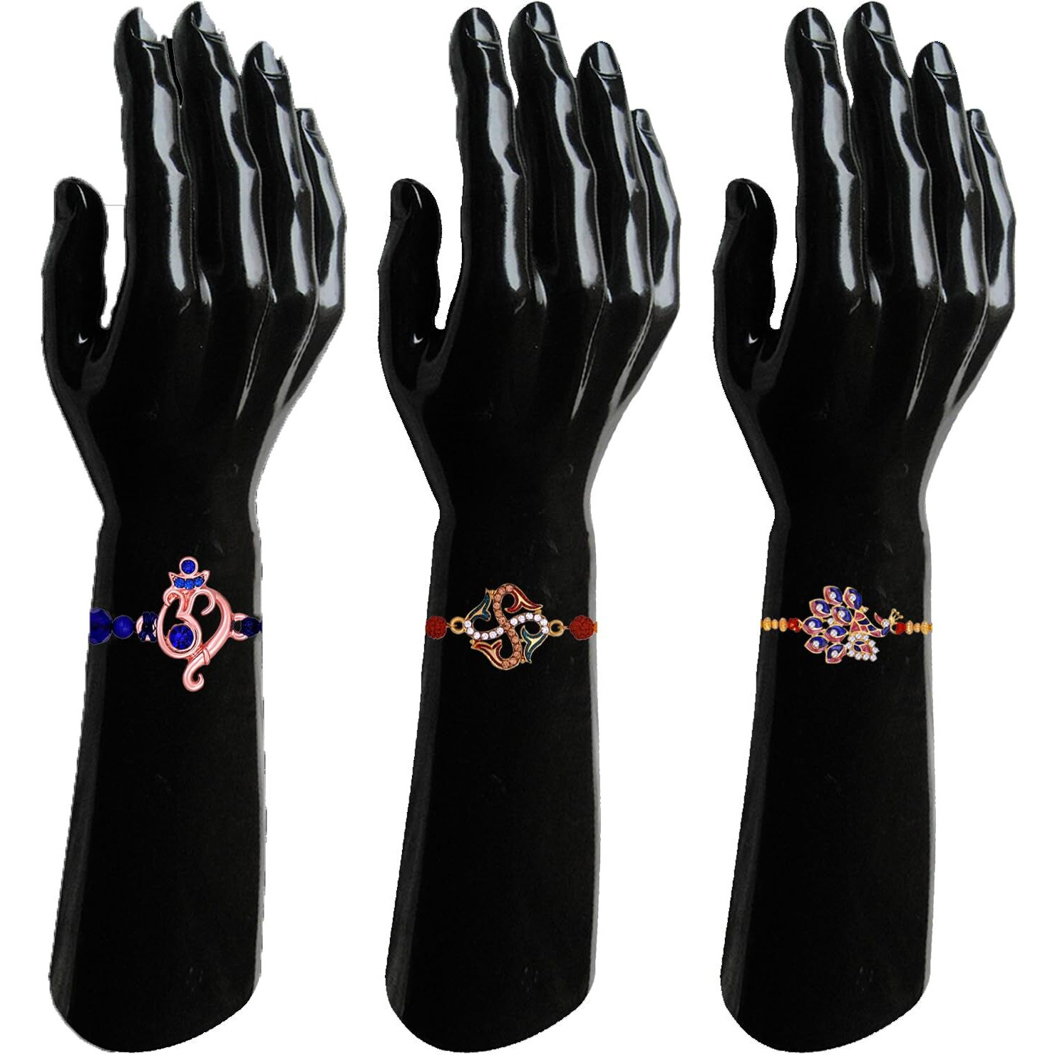 Mahi Combo Of Combo Of Ganpati Swastik And Peacock Shaped Rakhi's With Meena Enamel And Multicolor Cystals For Bhai (Rco1105539M)