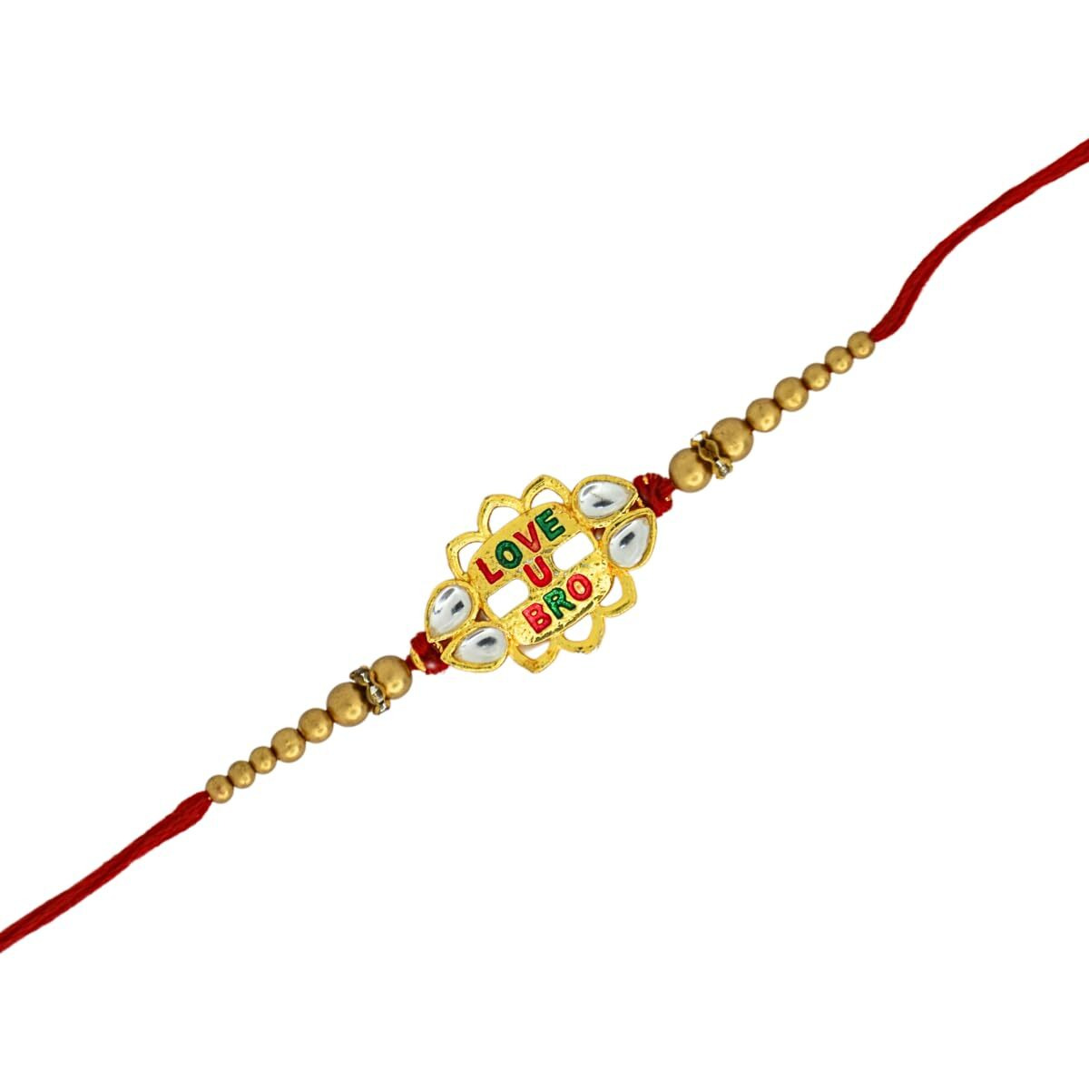 Jwella Love U Bro Rakhi With Funny Raksha Bandhan Card,Kumkum & Decorative Pooja Thali (18Cm)| Quirky Gift Combo For Brother | Rakhi Set For Pyare Bhai
