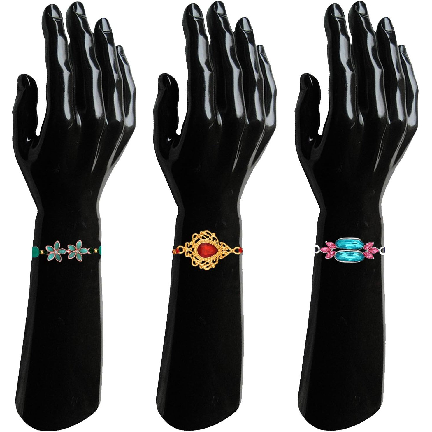 Mahi Combo Of 3 Fancy Rakhis With Multicolor Crystals For Brother, Bhai, Bro (Rco1105722M)
