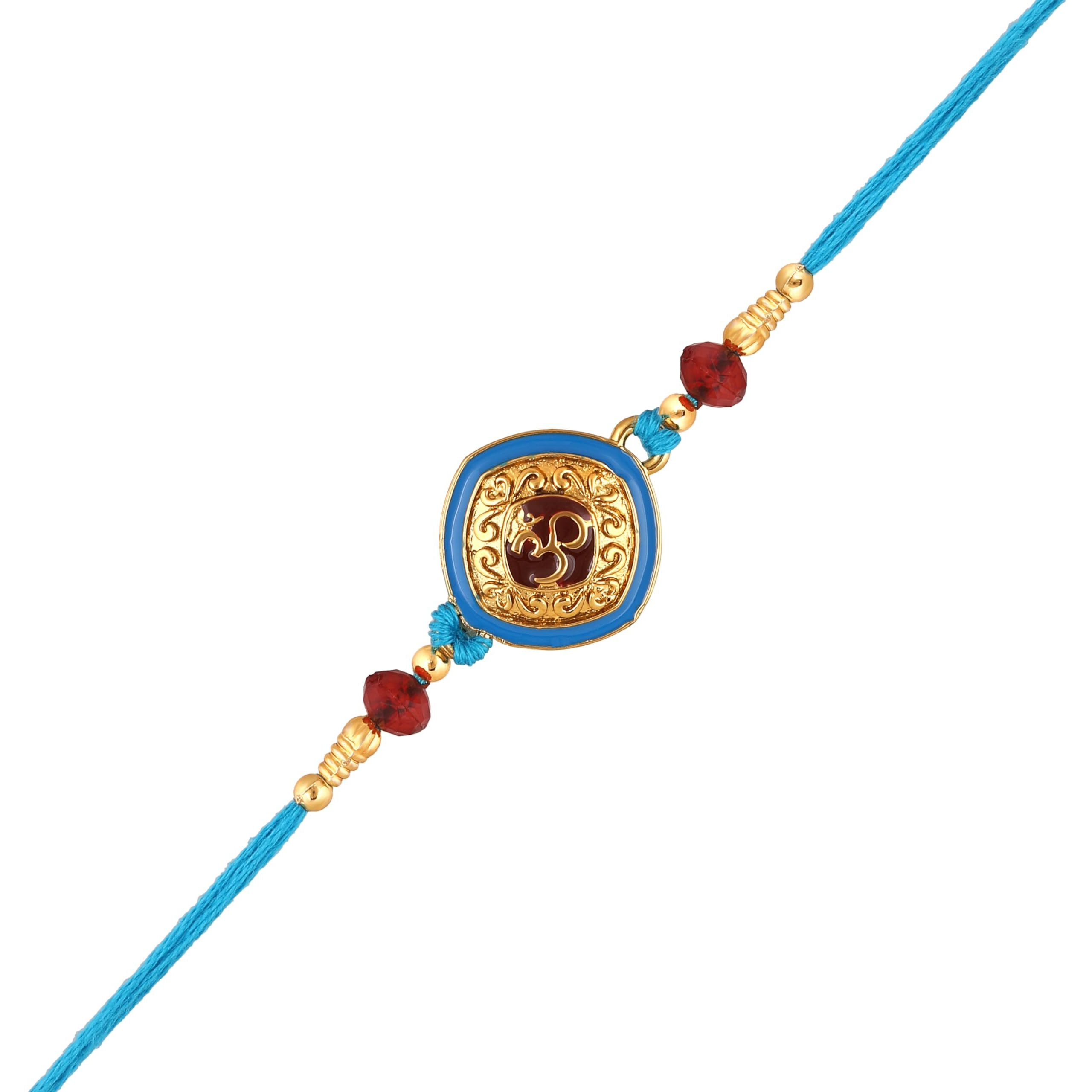 Mahi Meena Enamel Om Rakshabandhan Rakhi For Chota Bhai, Kids, Bhatija, Brother, Bhai, Bro (Ra1100757G)