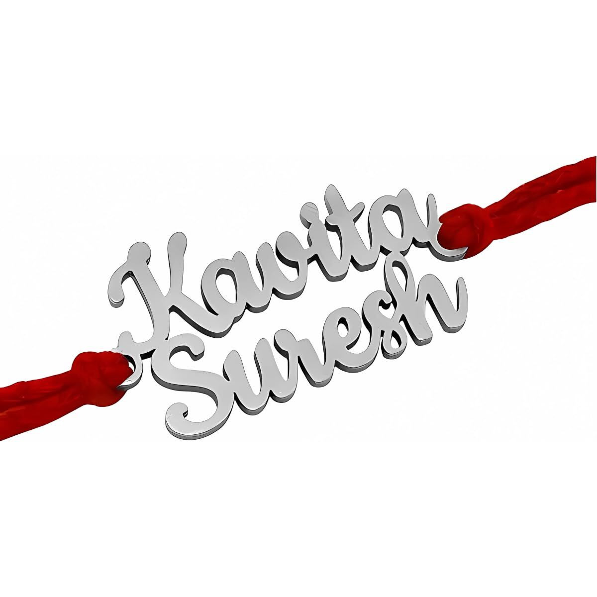 Bawli Booch Customized Metal Name Rakhi For Brother With Roli Chawal Set | Personalized And Stylish Name For Rakhshbandhan (Two Line Rakhi)