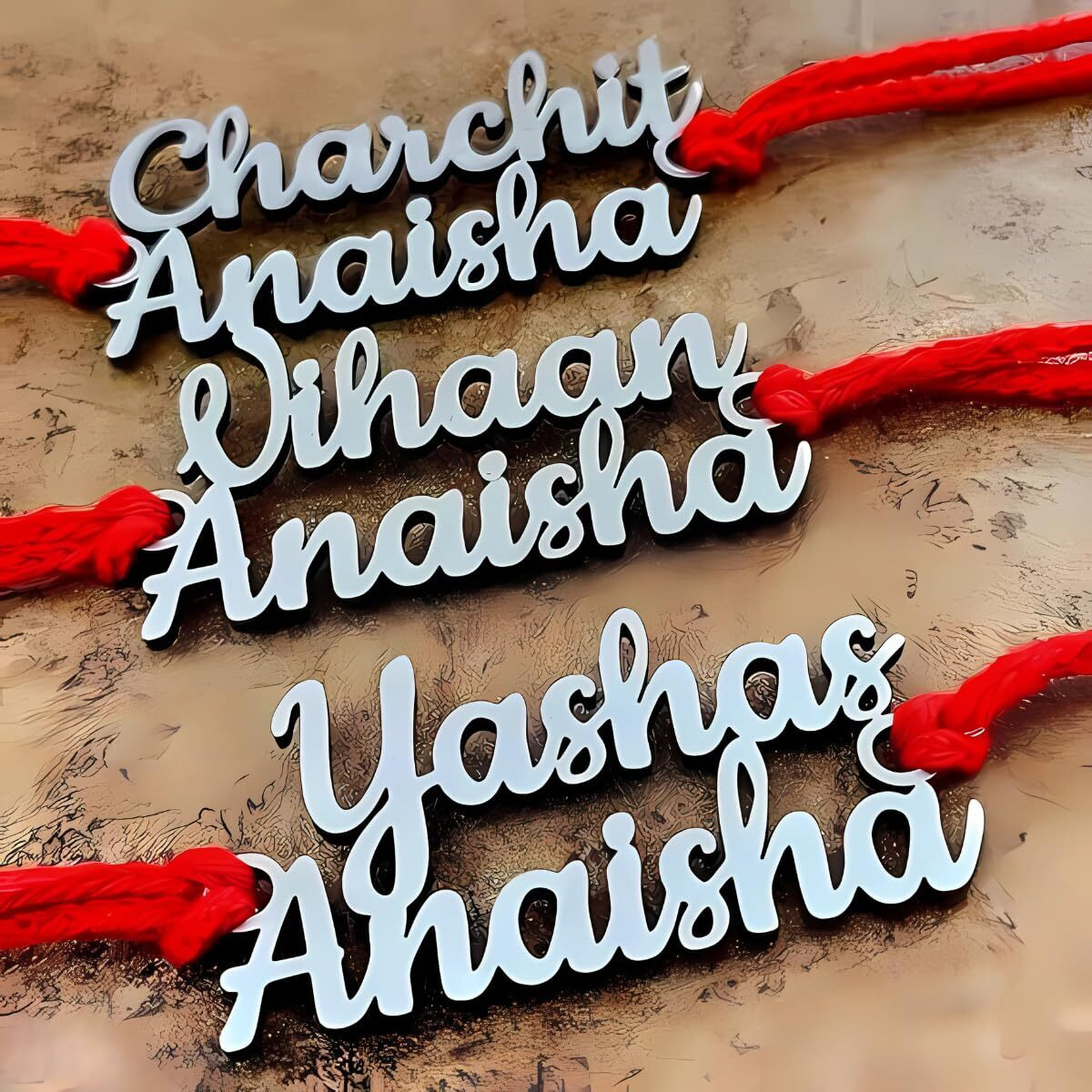 Bawli Booch Customized Metal Name Rakhi For Brother With Roli Chawal Set | Personalized And Stylish Name For Rakhshbandhan (Two Line Rakhi)