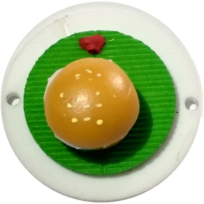 Ubuntu  Seasonal Designer 3D Food Rakhi For Kids - Attractive Embossed Foods Rakhi - Combo Pack With Roli & Chawal - (Pack Of 1) (Burger)