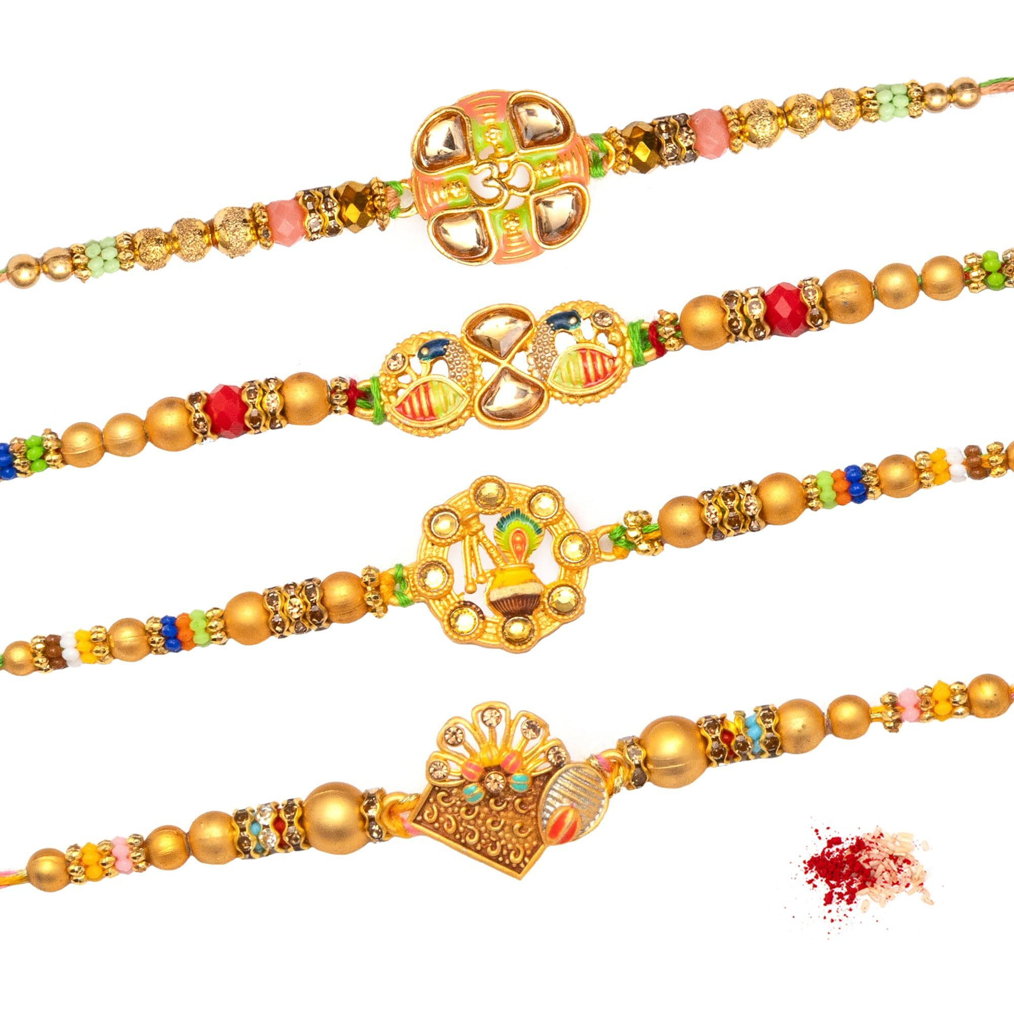 To The Nines Rakhi For Brother With Tilak Material & Greeting Card For Men - Pack Of 4 Rakhi