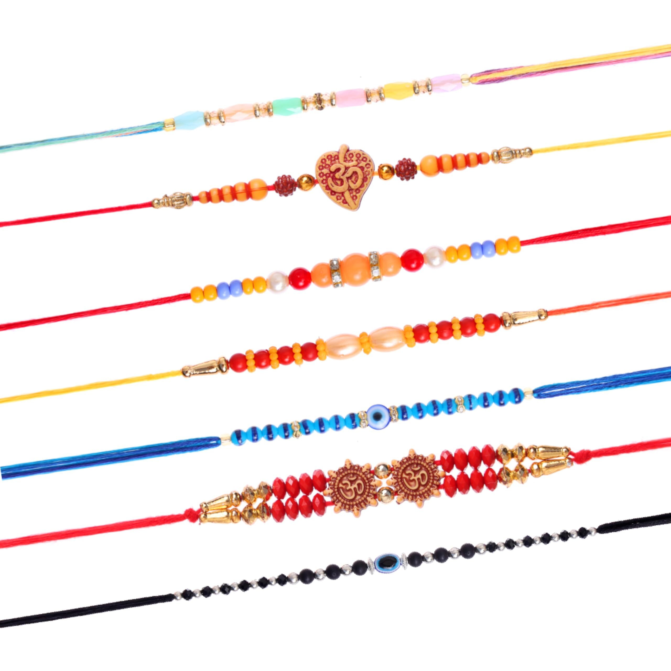 Fashion Frill Mens Rakhi For Brother Designer Rakhi Combo For Bhai Multi Design Rakhi For Bhaiya Pack Of 7