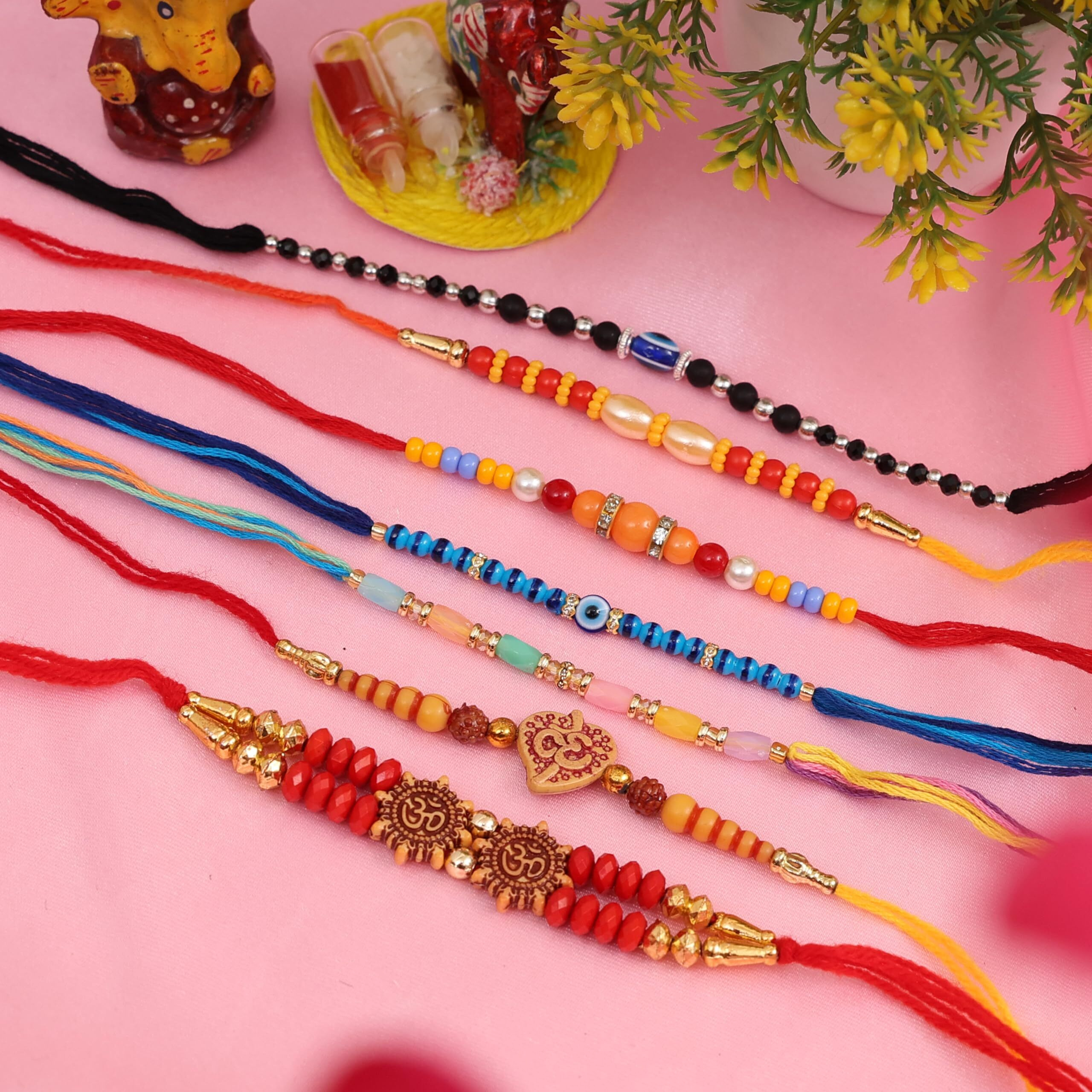 Fashion Frill Mens Rakhi For Brother Designer Rakhi Combo For Bhai Multi Design Rakhi For Bhaiya Pack Of 7