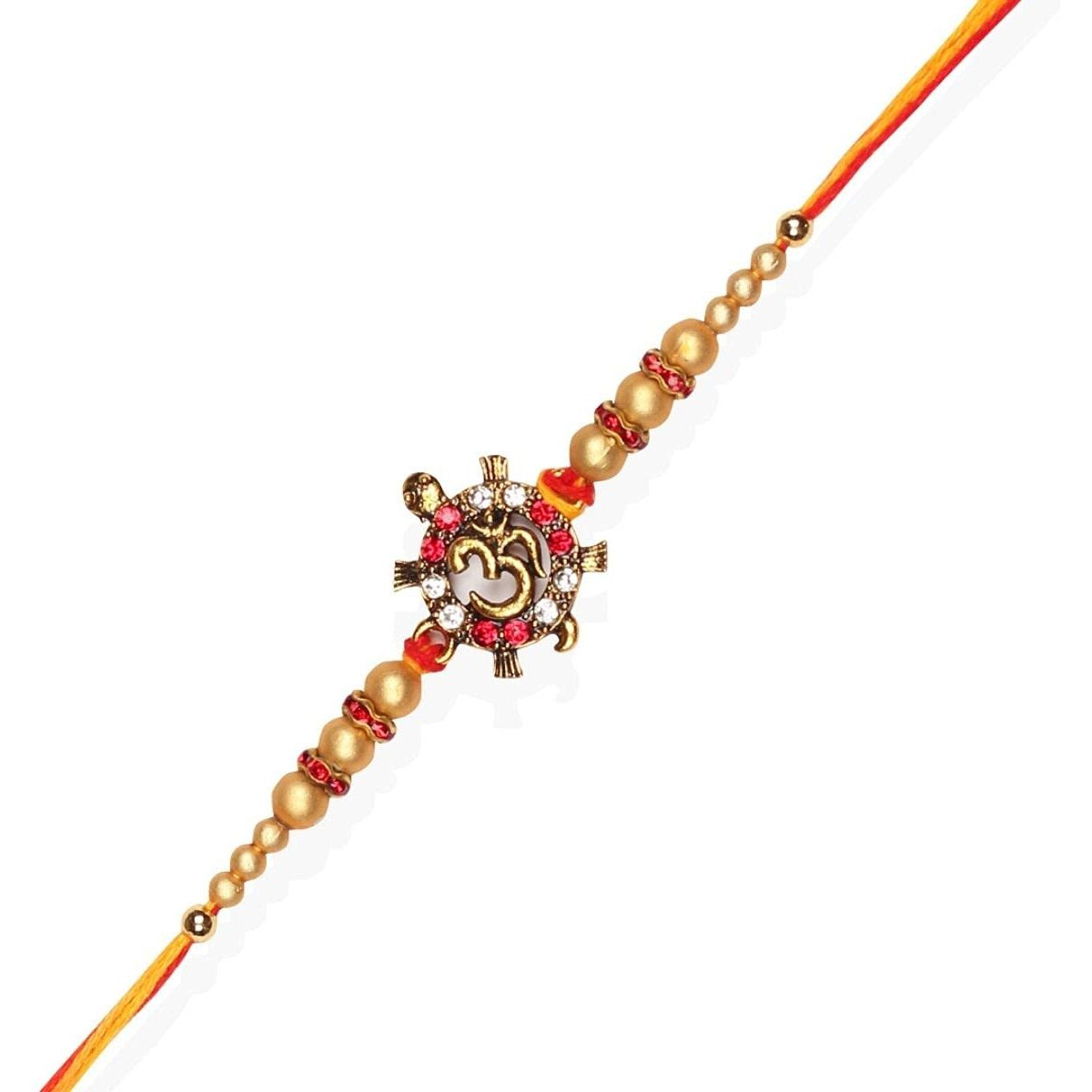 Accessher Elegant Deity Inspired Religious Om Design Rakhi For Brother Pack Of 1 With Roli Kumkum Packets & Happy Rakshabandhan Card