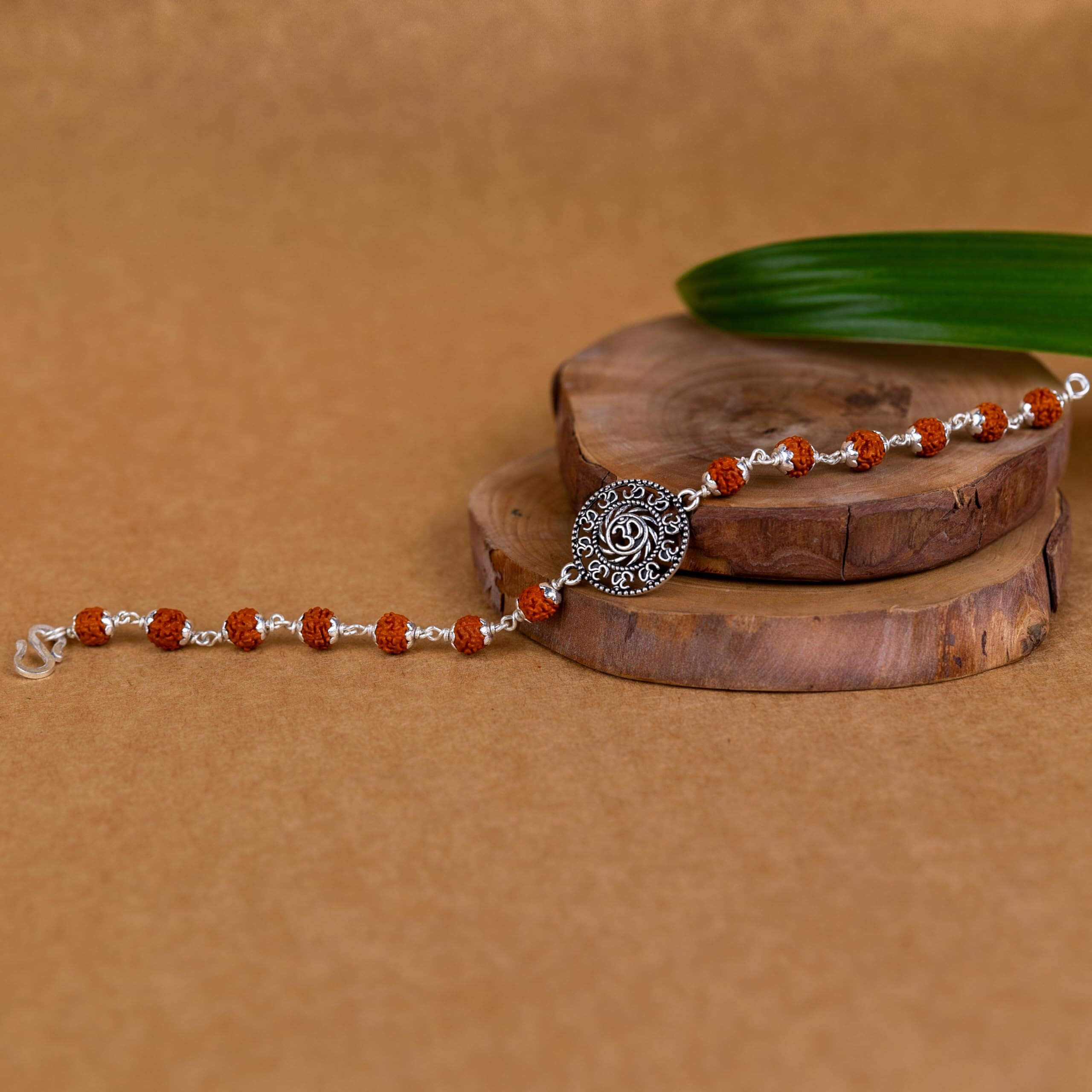 Hem Jewels Pure Silver Rudraksha Rakhi For Brother | Silver Bracelet For Boys And Men | Silver Bracelet Rakhi | Silver Rakhi For Brother | Design Universal Om Chant (Hjrkh-93)