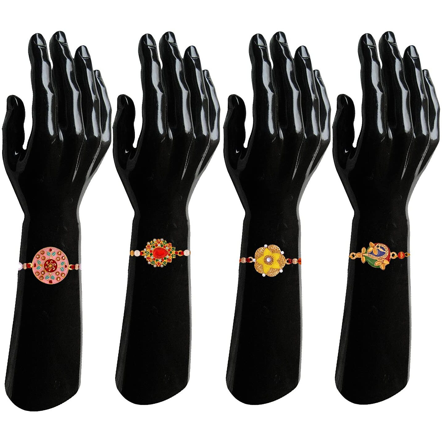 Mahi Combo Of Exclusive Designer Meenakari Work Rakhi's With White Crystal And Artificial Pearl For Bhaiya (Rco1105230M)