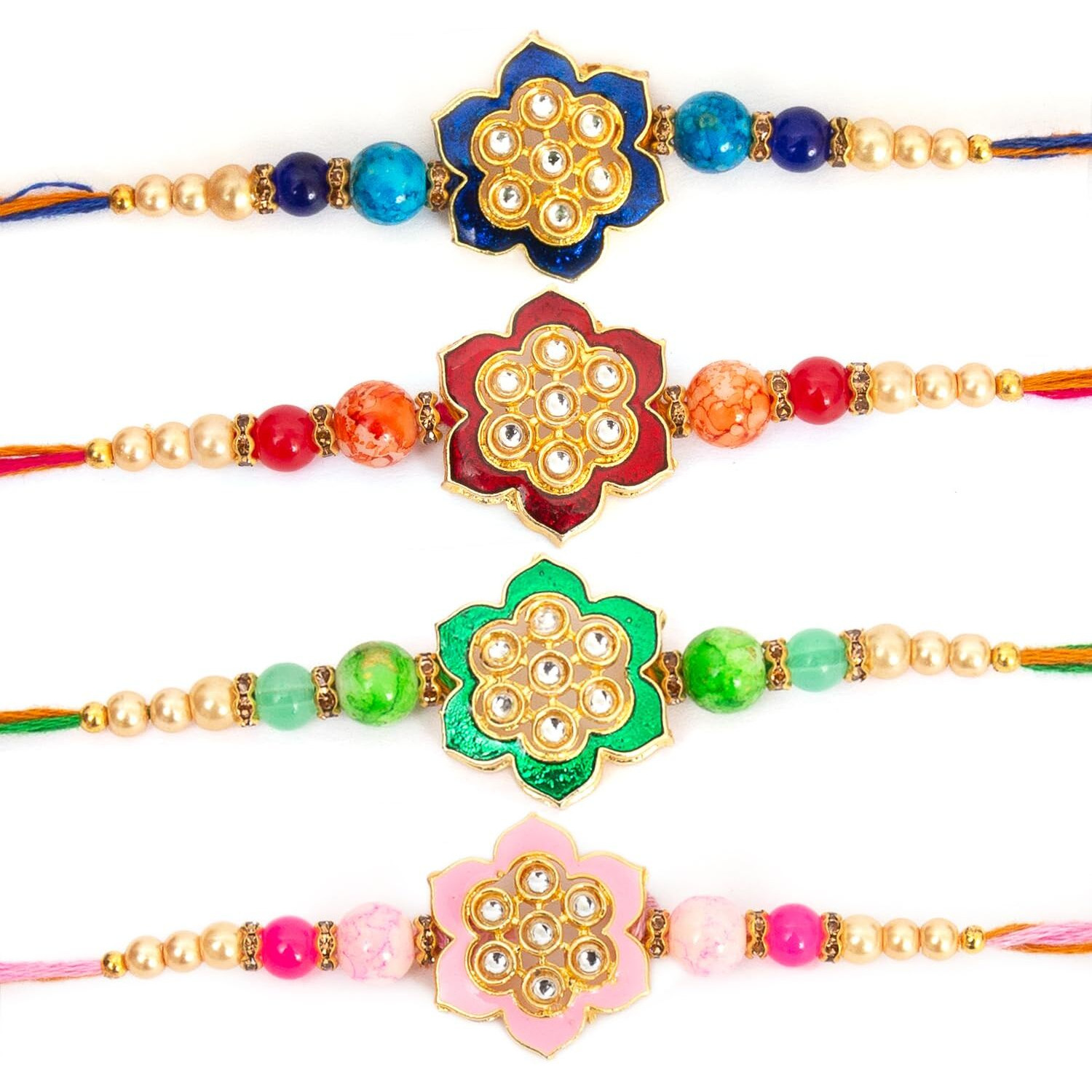 To The Nines Rakhi For Brother With Greeting Card And Tilak Material - Pack Of 4 Rakhi