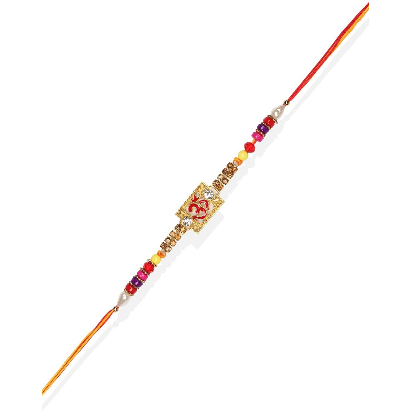 Accessher Mens Traditional Gold Plated Stylish Om Design Religious Rakhi For Brother Pack Of 6 With Roli Kumkum Packets And Happy Rakshabandhan Card || Fancy Rakhi