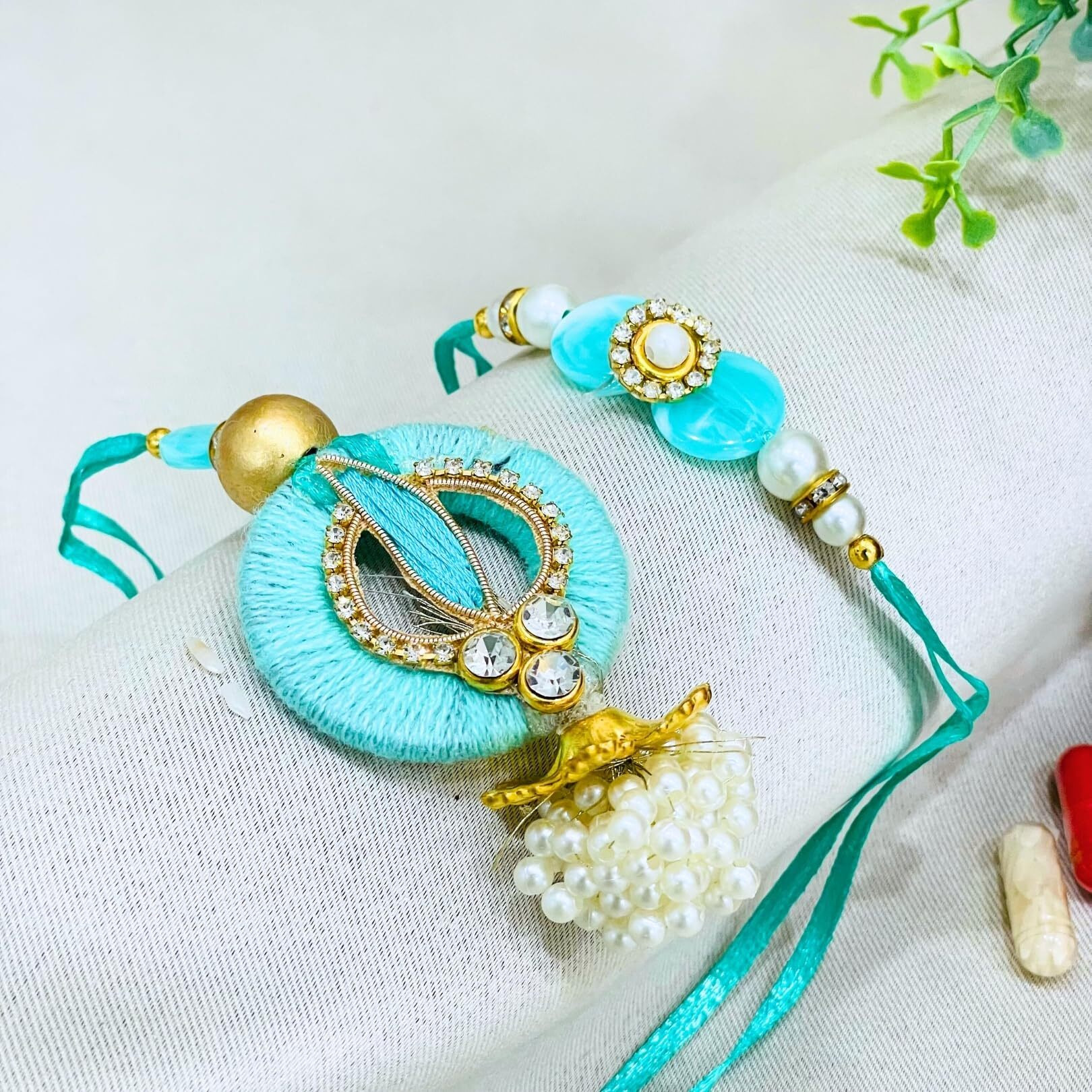 Chottey Lal And Sons Rakshabandhan Bhaiya Bhabhi Couple Rakhi With Roli Chawal || Traditional Colorful Thread Floral Lumba Rakhi For Bhabhi (Set Of 2) Prk100399