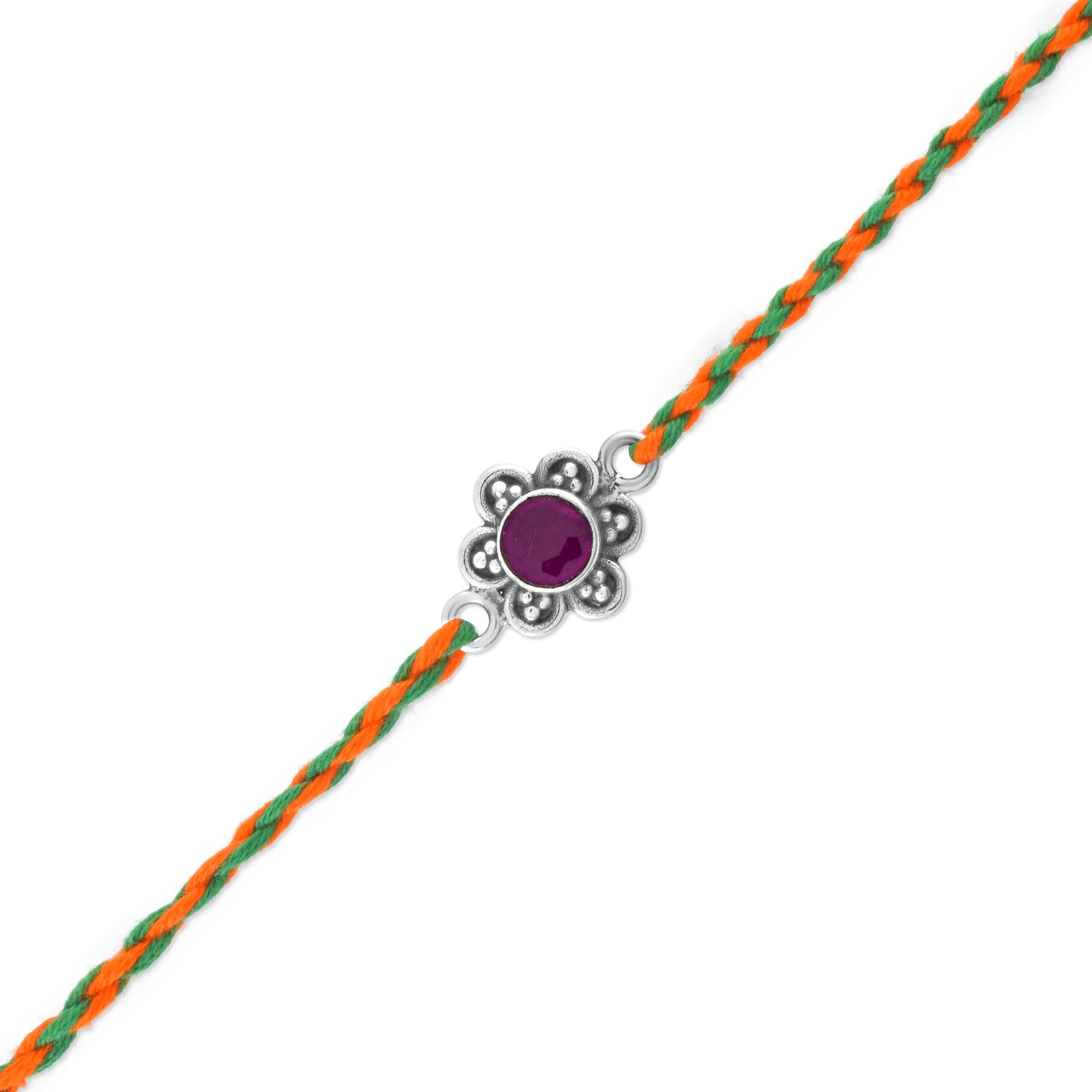 I Juels  Live The Emotions 925 Pure Silver Floral Rakhi For Brother I Rakhi For Bhai With Roli Chawal And Certificate (Gifts For Boys And Men).