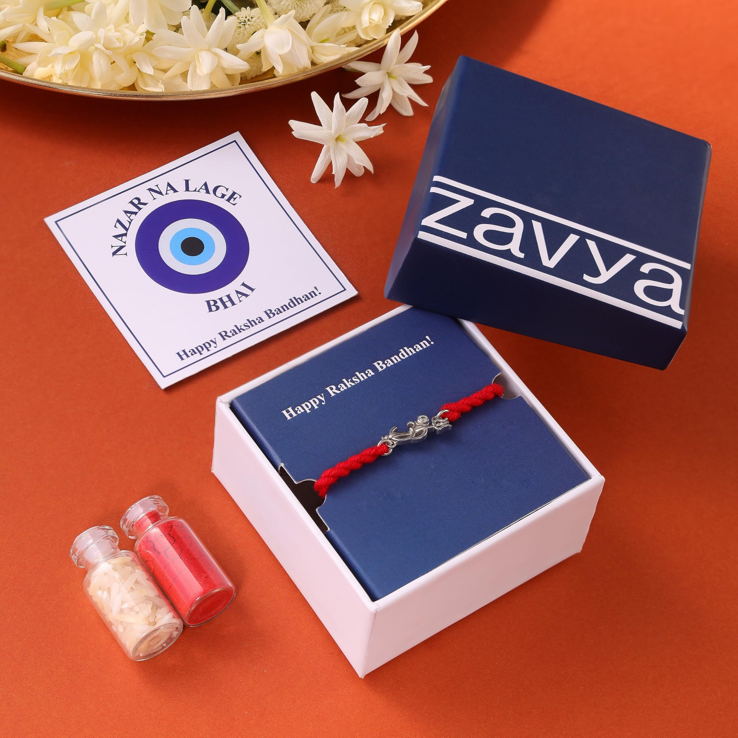 Zavya 925 Sterling Silver Lord Shiva Trishul Cz Rhodium Plated Rakhi | Rakhi For Brother-Rakshabandhan | Gift For Men & Boys | With Certificate Of Authenticity And 925 Hallmark | Gift For Brother