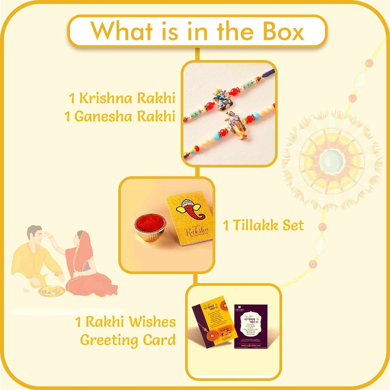 Craftvatika Rakhi For Brother, Rakhi Set Of 2, Ganesha Krishna Rakhi For Brother Bhaiya Boy Men, Raksha Bandhan Rakhis Combo Of 2, Rakhis For Rakshabandhan For Bhaiya Bhai