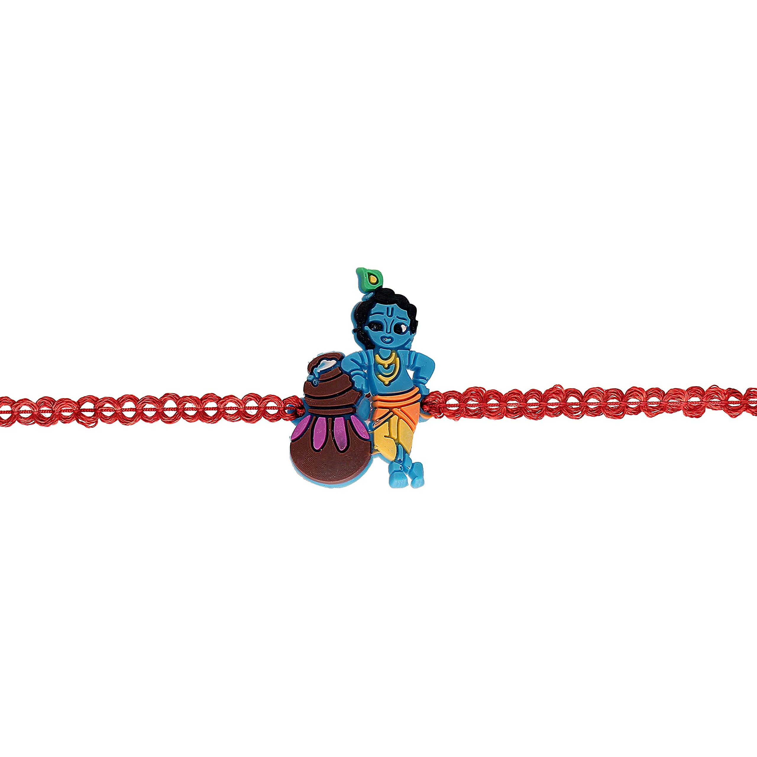 I Jewels Mens Fancycartoon Character Lord Krishna Bhaiya Rakhi With Roli Chawal & Rakshabandhan Card For Bro/Brother/Bhai (R029)