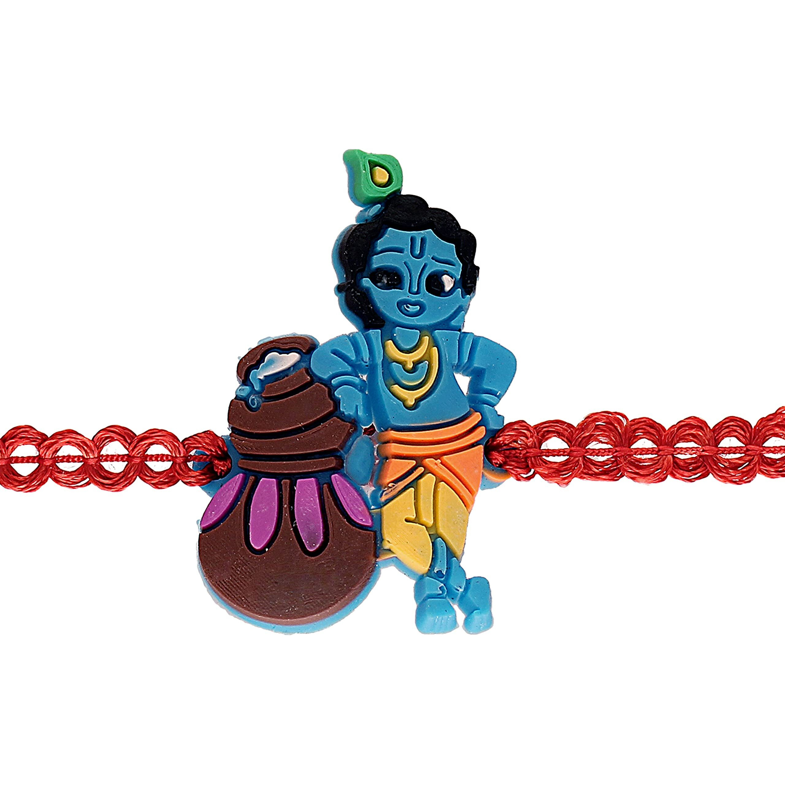 I Jewels Mens Fancycartoon Character Lord Krishna Bhaiya Rakhi With Roli Chawal & Rakshabandhan Card For Bro/Brother/Bhai (R029)