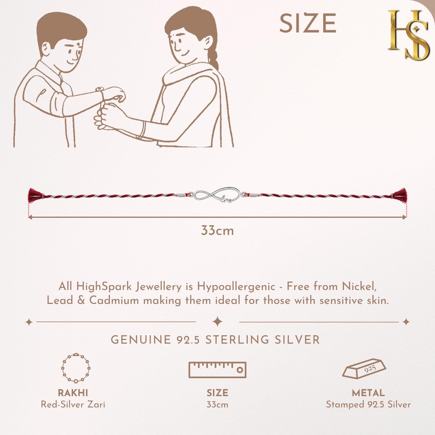 Highspark 925 Silver Infinity Bro Rakhi | 92.5 Sterling Silver & Stunning Shine | Stylish Rakhi Gift For Men & Boys - Charm 1
