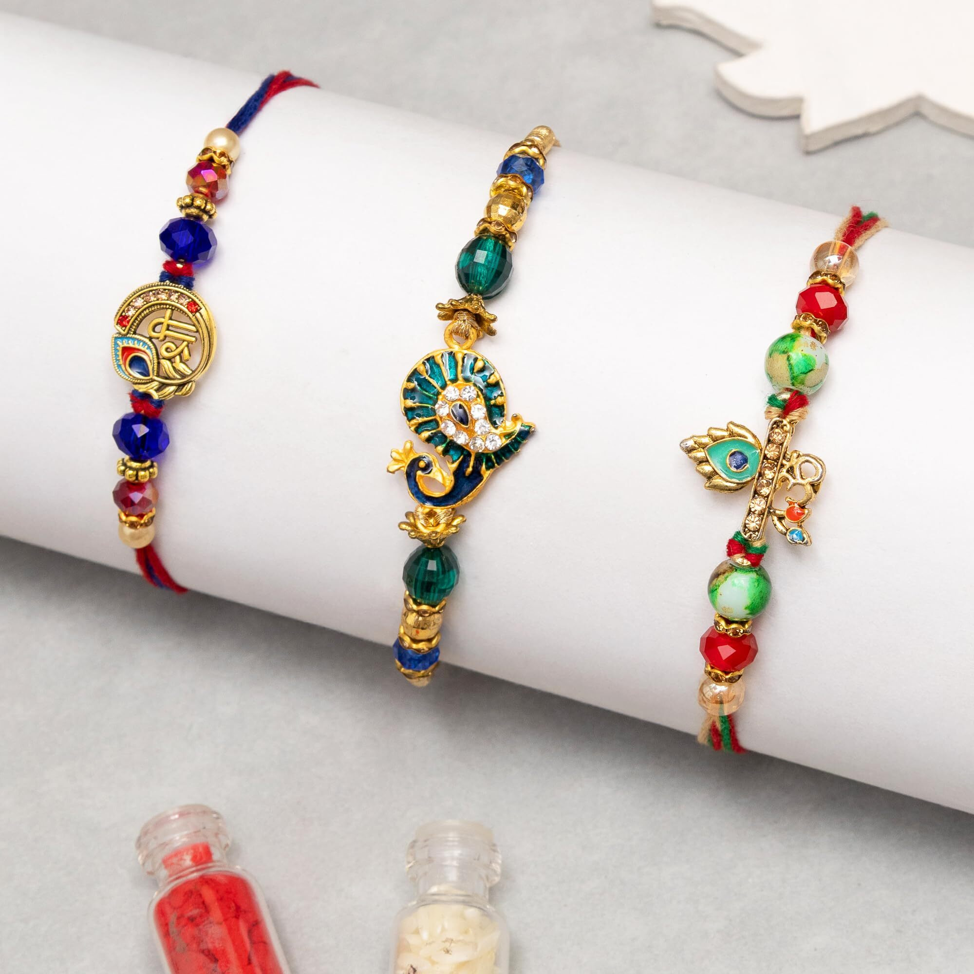 To The Nines Rakhi For Brother With Greeting Card And Tilak Material - Pack Of 3 Rakhi