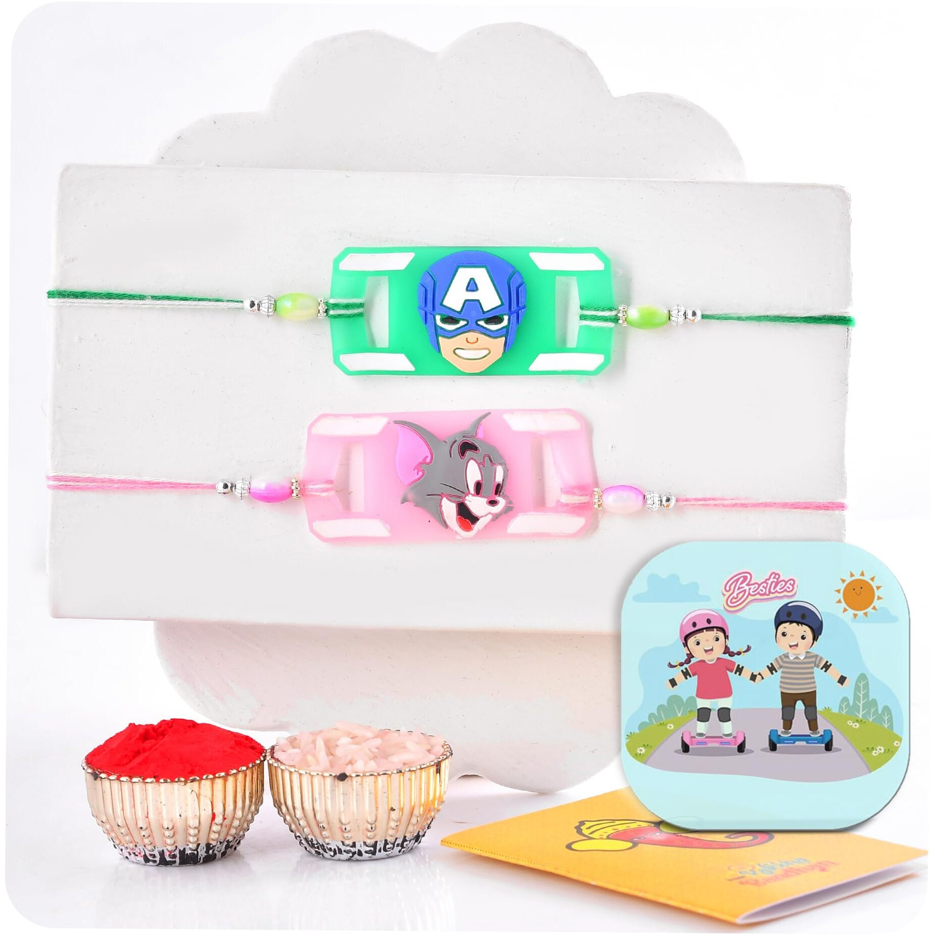 Craftvatika Rakhi For Brother Kids Rakhi Set Of 2 For Brother Boy Sister Girls Kids, Rakhi With Fridge Magnet, Rakhi Set Of 2 For Boy Girls Kids, Fridge Magnet For Fridge Door Decor (Type 2)
