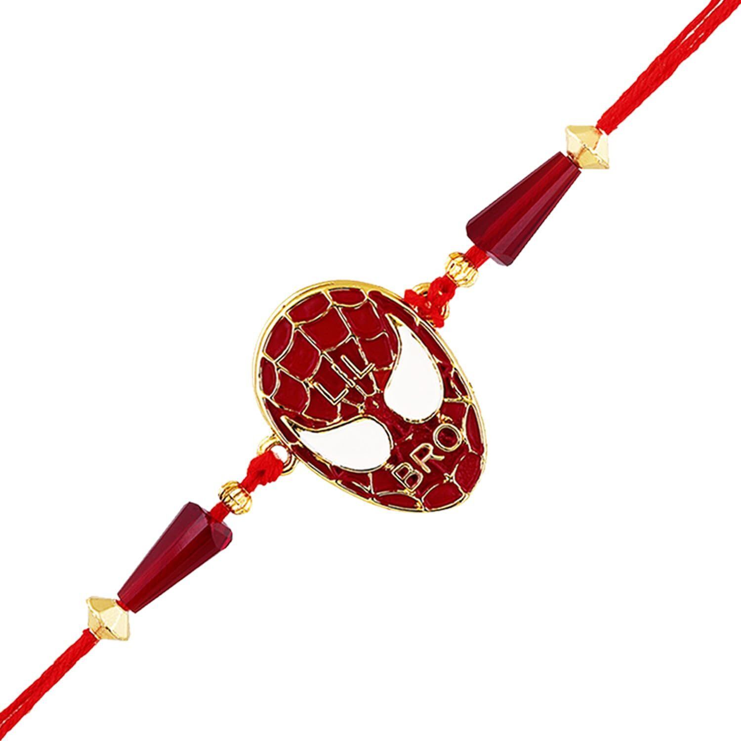 Mahi Red Meenakari Work Super Hero Rakshabandhan Rakhi For Super Brother, Bhatija, Boy, Kids (Ra1100737G)