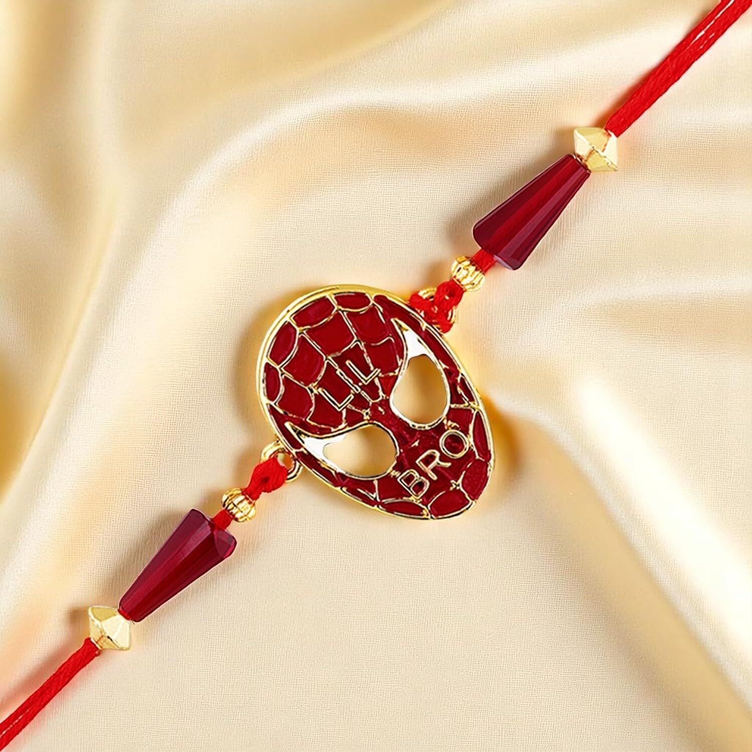 Mahi Red Meenakari Work Super Hero Rakshabandhan Rakhi For Super Brother, Bhatija, Boy, Kids (Ra1100737G)