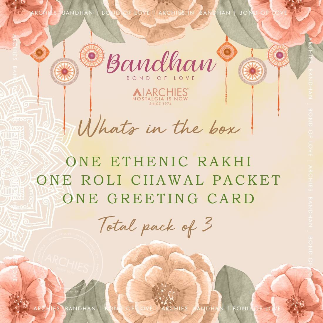 Archies Rakhi Collection For Rakshabandhan | Rakhi For Brother | Rakhi For Bhaiya And Bhabhi | Rakhi Combo Gift Hamper (Bubbly-Traditional Style Rakhi Combo)