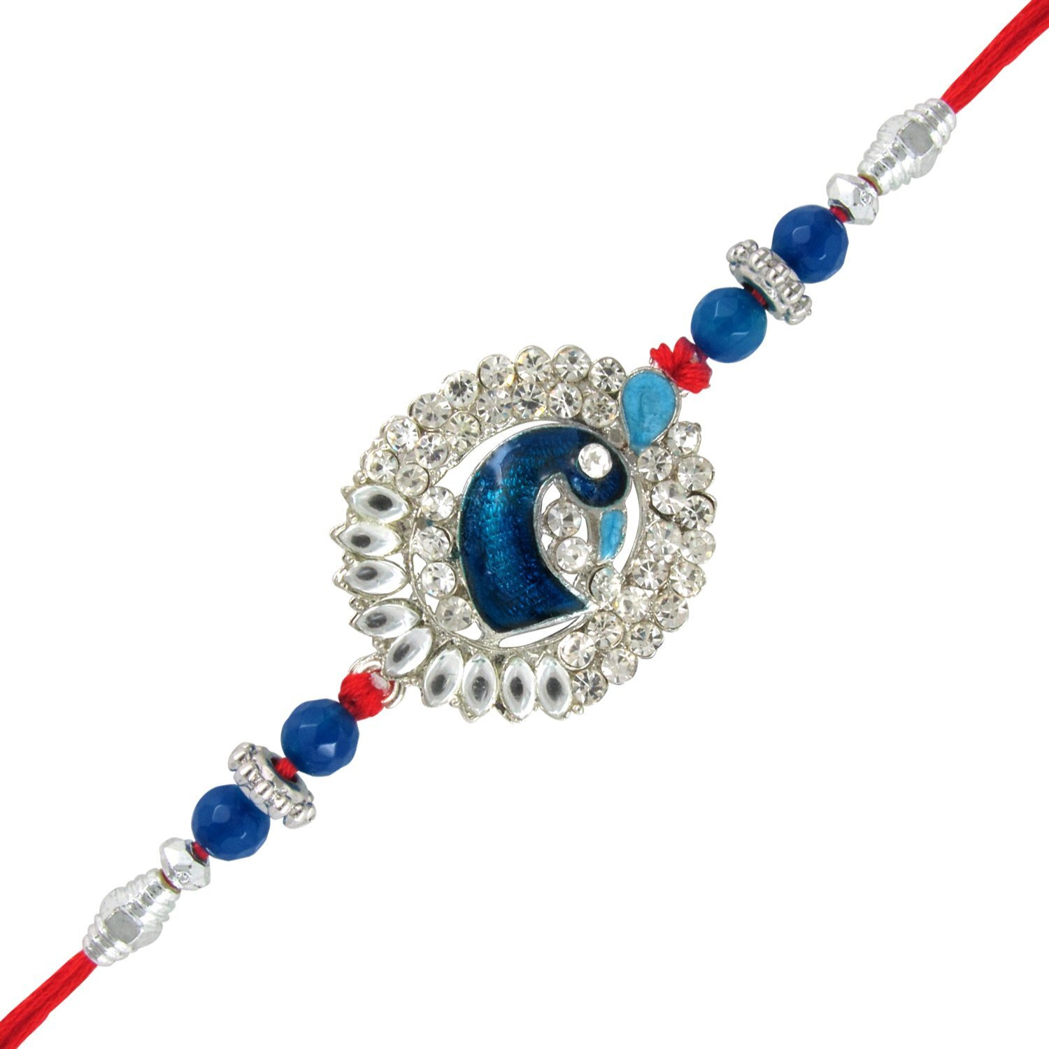 Mahi Combo Of Two Blue Rakhis With Pearls & Meenakari Work For Mens Co1104267R