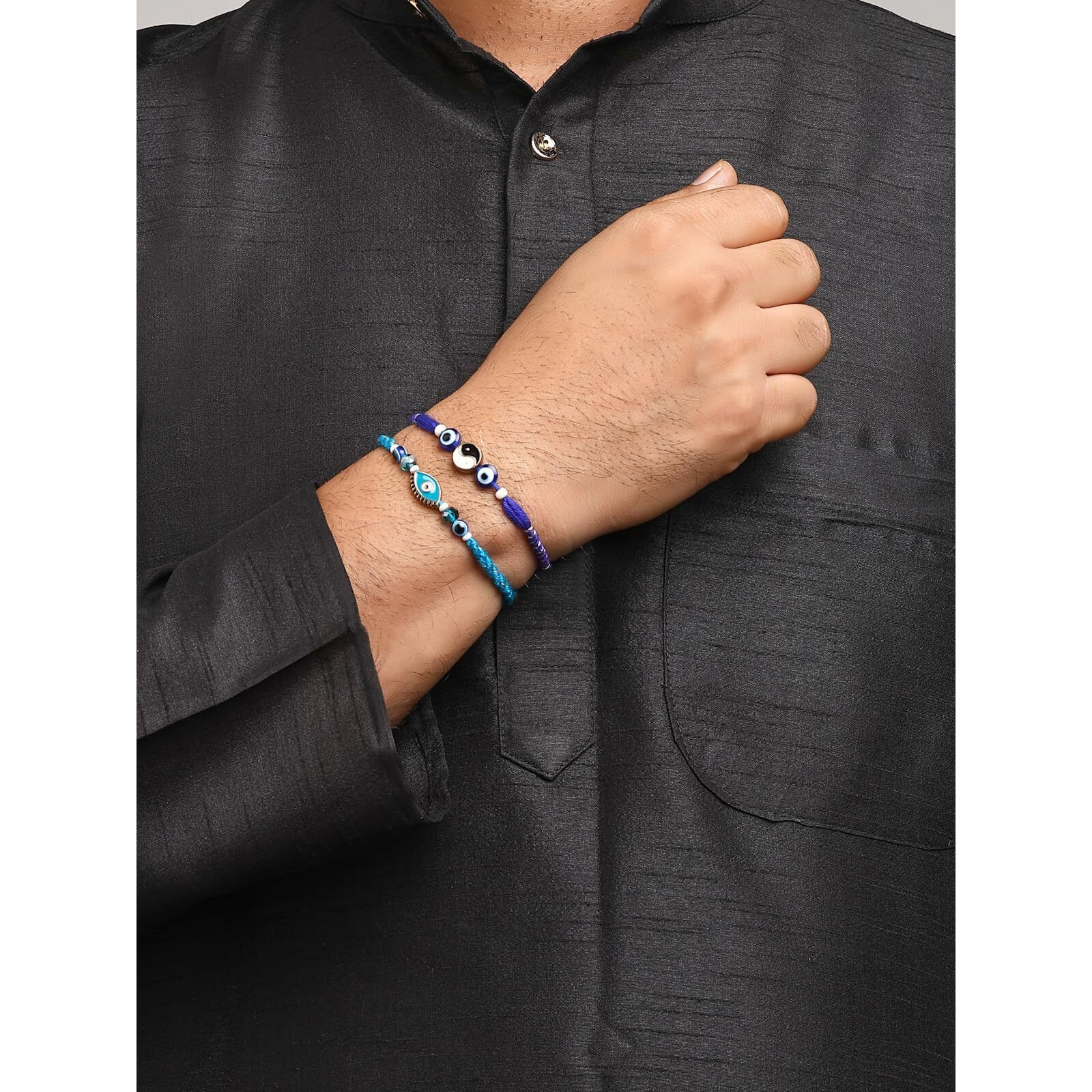 Sukkhi Rakhi For Brother Traditional Gold Plated Evil Eye Nazar Combo With Roli Chawal & Greeting Card|Rakshabandhan|Set Of 2|Cbrak107572