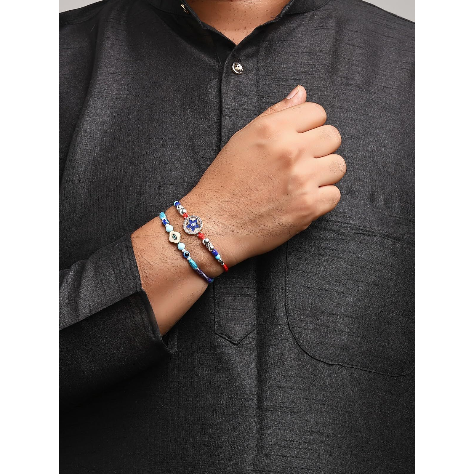 Sukkhi Rakhi For Brother Evil Eye Protect From Negative Energy With Meenakari Handmade Gold Plated Combo With Roli Chawal & Greeting Card|Rakshabandhan|Set Of 2|Cbrak107571